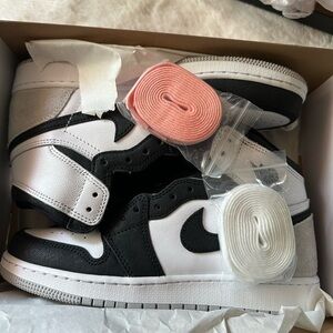 Retro Air Jordan HIGH OG black white and bleached coral